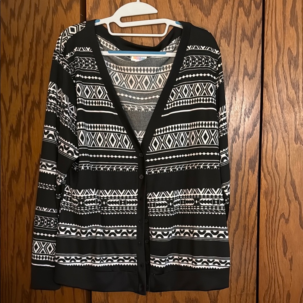 LuLaRoe Black and White Patterned Cardigan